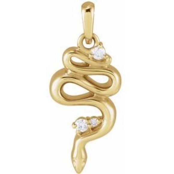 Kazi Luxury 14K Yellow .03 CTW Natural Diamond Serpent Pendant